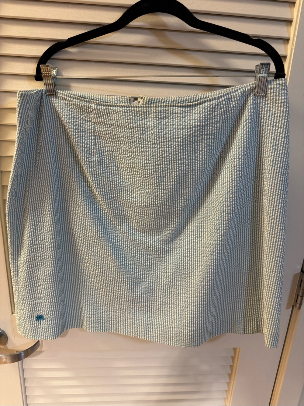 Lilly Pulitzer Light Blue Textured Seersucker Mini Skirt